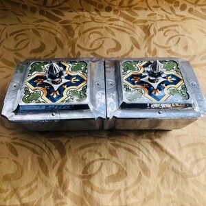 Extremely Rare Cellini Craft Handwrought Tiled Double Server
